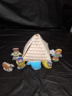 Unicef Children's Fabric Egyptian Pyramid Playset & Colorful Fabric Characters
